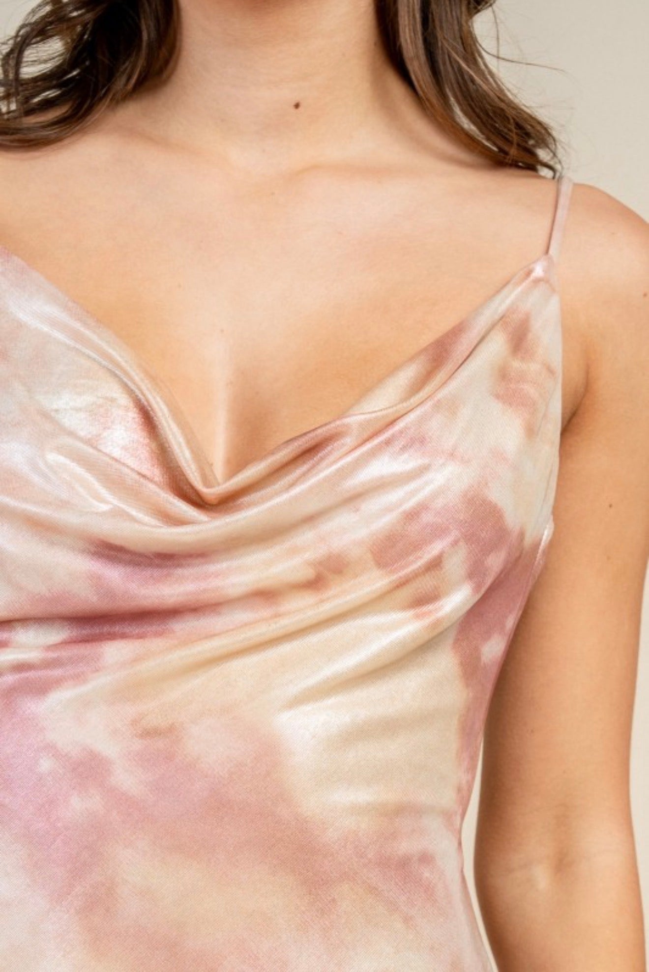 Blush Satin Cowl Neck Slip Dress