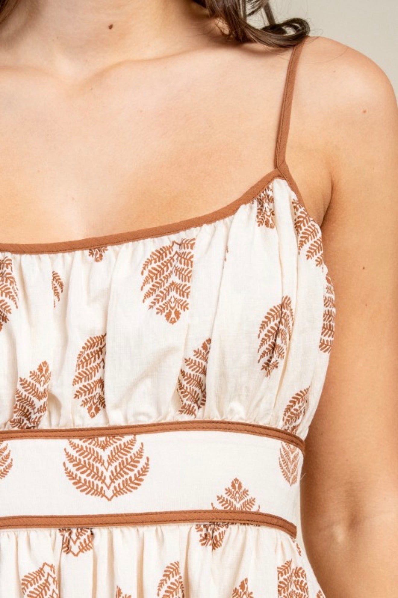 Boho Leaf Print Mini Dress