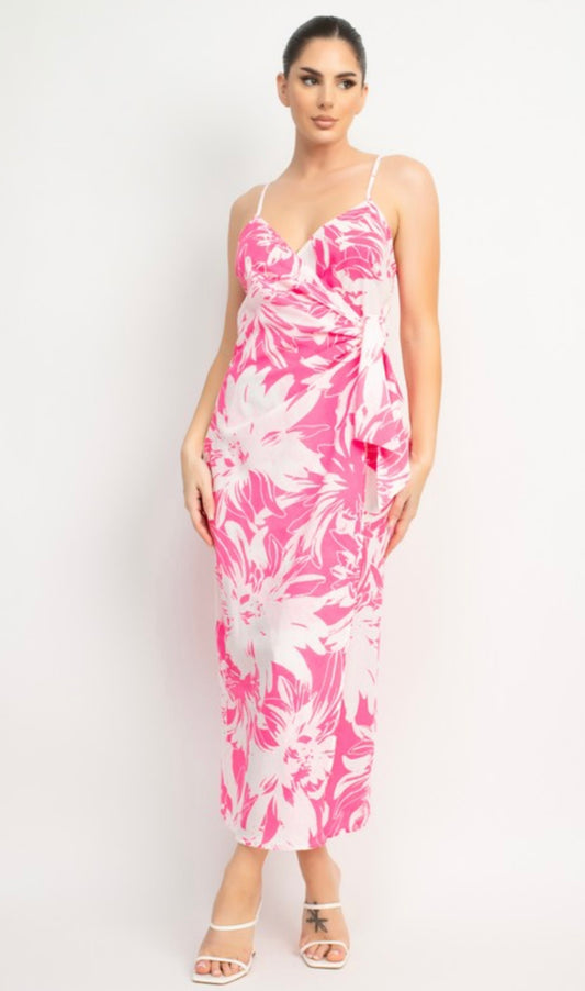 Pink Paradise Floral Midi Dress