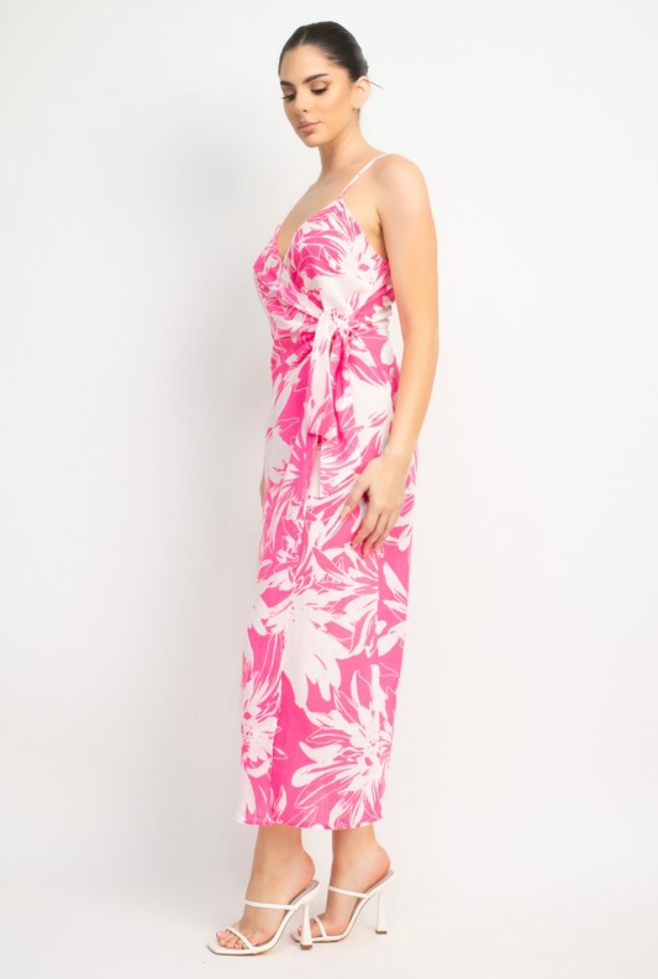 Pink Paradise Floral Midi Dress