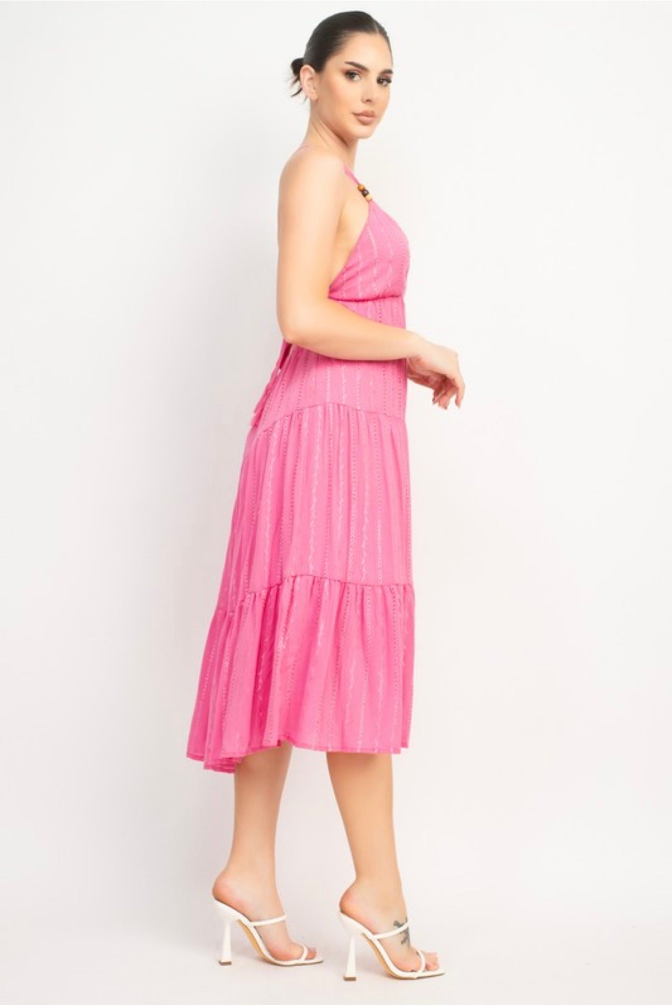 Pink Paradise Tiered Midi Dress