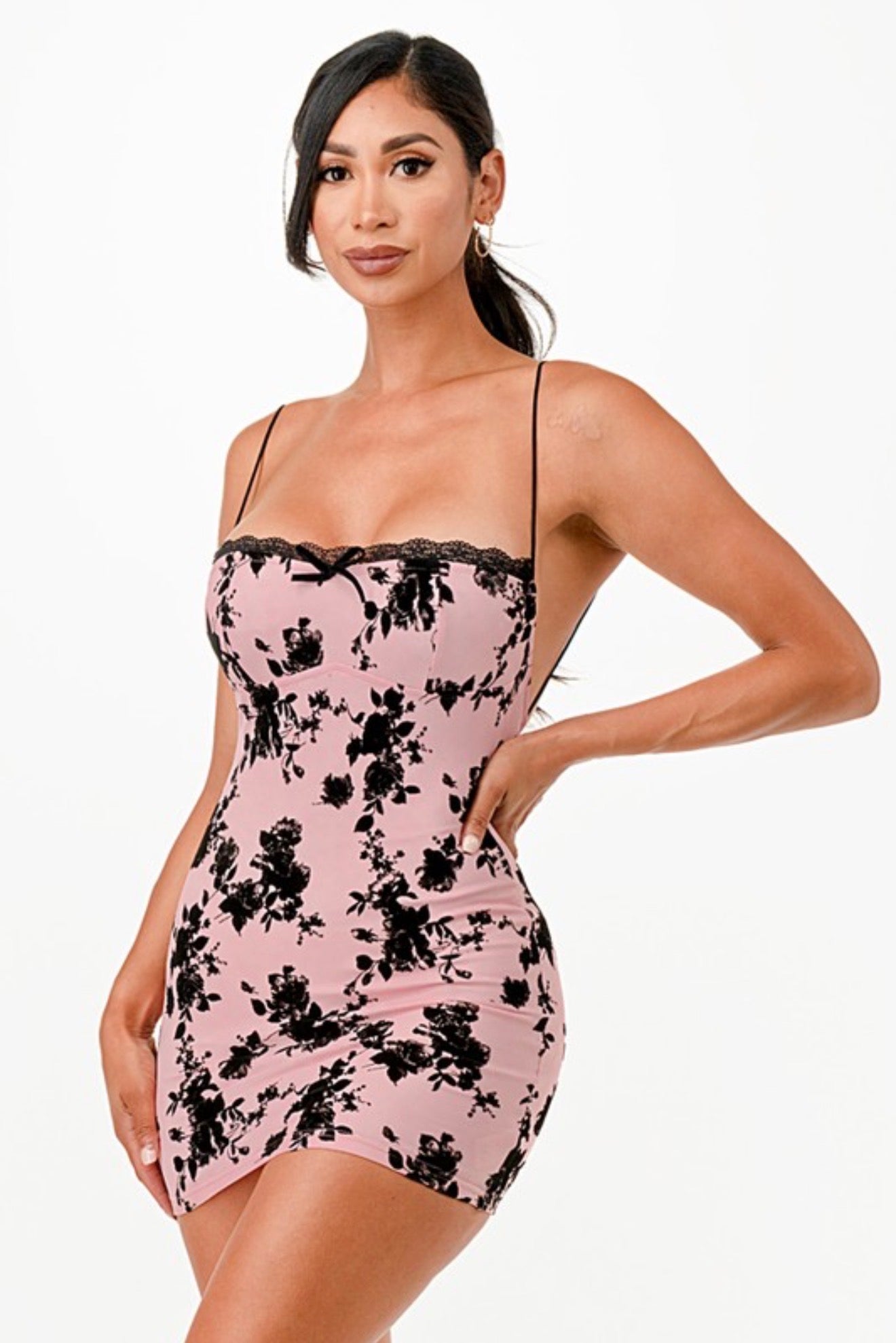 Blush Noir Lace Mini Dress