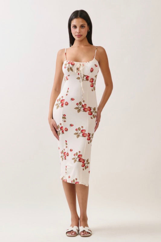 Strawberry Muse Midi Dress